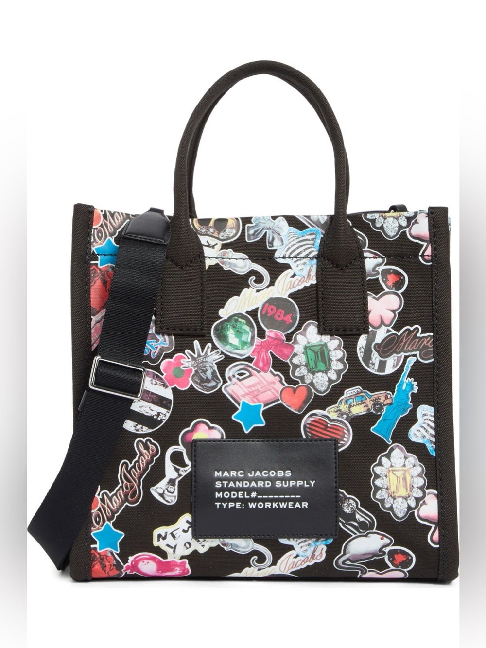 NWT Marc Jacobs Sticker Print Canvas
Tote Bag Black - Picture 1 of 13